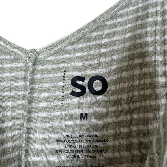 SO Wide Leg Jumpsuit Womens M Green White Striped O-Ring Sleeveless Coastal Boho - Picture 5 of 5